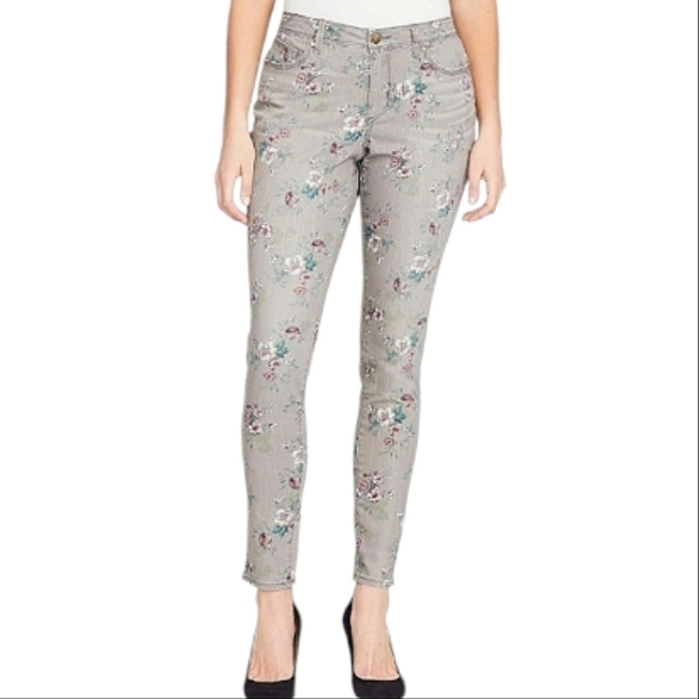 7001 * Bandolino Lisbeth Floral Print Jeans Gray Size 8P - Picture 3 of 15